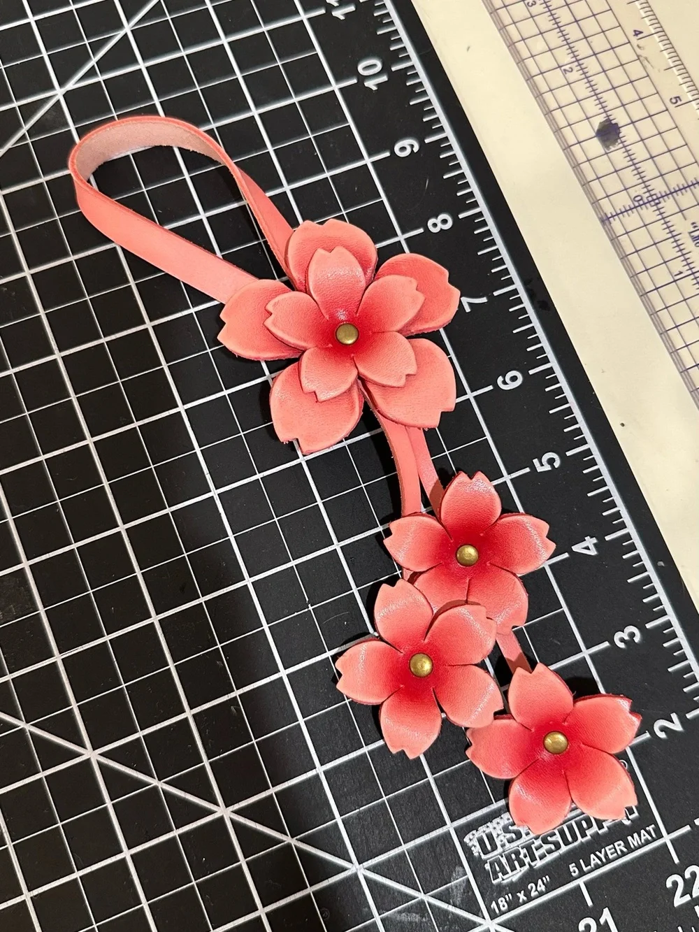 Handcrafted Pink Floral Hanging Bag Charm